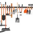 HORUSDY 64'' Adjustable Wall Mount Tool Organizer, Garage Tool Storage System with Heavy Duty Hooks, Tool Hangers for Broom, Mop, Shovel, Rake & Garden Tools (Black)