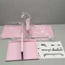 TEAMIX Pink Dual Monitor Stand Riser with Drawer - Length and Angle Adjustable Double Corner Desk Shelf Organizer 37 inch for 2 Laptop/PC/Screen/TV