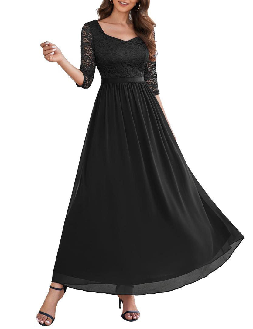 Wedtrend Formal Dresses for Women 3/4 Sleeve Bridesmaid Dress Mother of Bride Dress Maxi Evening Gown Prom Dresses, XL