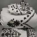 ROYALE LINENS Nikki Chu Varanasi 100% Cotton Comforter and Sham Set, Black/White, Queen