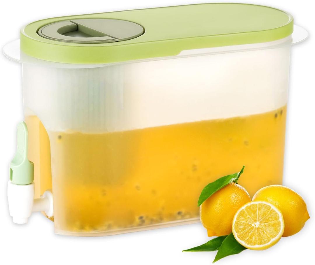 3500ml Drink Dispenser for Fridge, Gallon Water Dispenser, Water Container with Spigot Ice Tea Pitcher for Fridge - Green