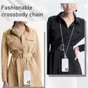 Metal Cell Phone chain Crossbody Phone lanyard with 2 Tether Tabs Detachable iPhone Chain Crossbody Strap,Non-rusting,Solid,iPhone Lanyard for Women Girls Travel Shopping Party Camping (Long, Bright Silver)