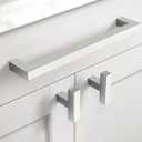 10 Pack 7-1/2''(192mm) Brushed Nickel Cabinet Pulls Stainless Steel Cabinet Handles Satin Nickel Drawer Pulls Square Cabinet Hardware for Cupboard (7.5"/192MM Hole Center)