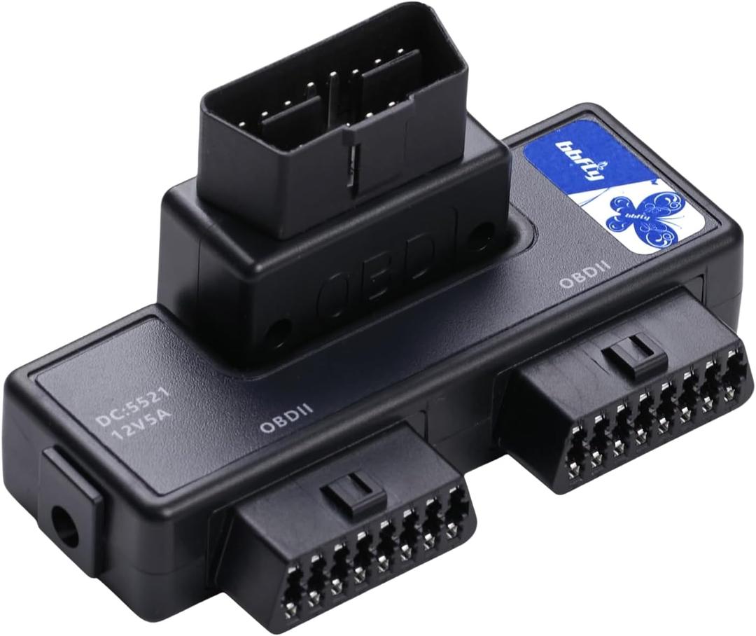 OBDII Splitter with Rotatable Male Port, bbfly-B33 1 Male Splitter to 2 Female J1962 Adapter (1 Pack)