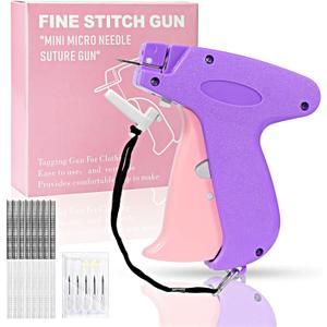 Stitch Gun for Clothes Handheld Stitch Gun Quick Clothing FixerSewing Kit Includes 1,000 Black Fasteners & 1,000 White Fasteners & 6 Needles (Purple-pink)