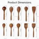 Wooden Spoons for Cooking,10 Pcs Natural Teak Wooden Kitchen Utensils Set Wooden Utensils for Cooking Wooden Cooking Utensils Wooden Spatulas for Cooking (10)