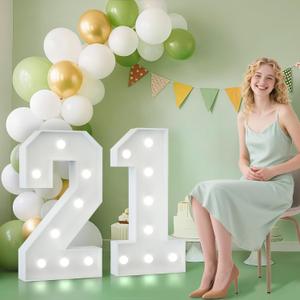 JoyMuse 2.3FT 21 Marquee Numbers, 21 Light up Numbers 21th Birthday Decorations for Birthday Party Anniversary Backdrop