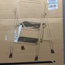 GOLYTON Folding 2-Step Ladder with Anti-Slip Platform and Handrail, Heavy Duty Steel, 500 lbs Capacity, Compact Portable Step Stool for Home, Kitchen & Office Use, Grey