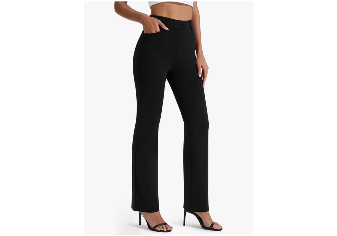 AFITNE Women's Yoga Dress Pants Stretchy Work Slacks Straight Leg Office Casual Pull On Pants 27"/29"/31"/33" XL