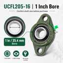 Donepart 2-Pack UCFL205-16 Pillow Block Flange Bearing, 1 Inch Bore, Chrome Steel Insert with Cast Iron Housing, 2-Bolt Self Aligning, Set Screw Locking, Pre-Lubricated with Grease Fitting