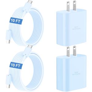 45W Super Fast Charger USB C Android Phone Type C Charger Fast Charging Block with 10FT Cord for Samsung Galaxy S26/S26 Ultra/S26+/S25 Ultra/S25/S24 Ultra/S24/S23 Ultra/S22/S21/S20/Note 10, Blue