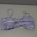 Tempt Me Women Twist Bandeau Bikini Top Strapless Swimsuit Top Only, Black White Stripe Medium