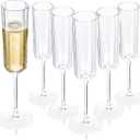 Ciaell 24 Pack Plastic Champagne Flutes - 6 Oz Flower Wavy Champagne Plastic Glasses - Heavy Duty Vintage Disposable Flutes for Party & Anniversary & Wedding