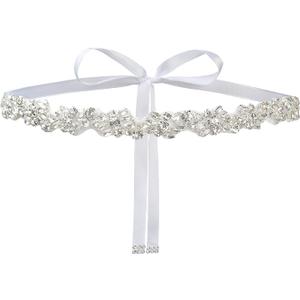 Crystal Bridal Belt Sash Handmade Wedding Dress Belt with Rhinestones for Bridal Gowns (222s-white)