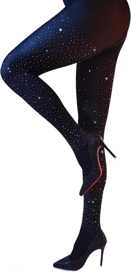 Women's 80D Shimmer Black Tights for Women Soft High Waist Sparkly Stockings Cosplay Pantyhose for Women