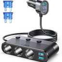 [2026 Upgraded] 7 in 1 Cigarette Lighter Adapter, JOYROOM 179W Car Charger Adapter with PD30W Charge(3.3FT Cable), 24V/ 12V Cigarette Lighter Splitter with Independent Switches & LED Voltage Display