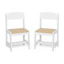 Delta Children MySize Kids Wood Table and Chair Set (2 Chairs Included) - Ideal for Arts & Crafts, Snack Time, Homeschooling, Homework & More, Bianca White/Natural