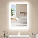 20"x28" LED Bathroom Mirror with Anti-Fog, Dimmable Backlit + Front Lit, 3 Colors LED Bathroom Vanity Mirror for Wall, Memory Function, Shatter-Proof Glass, ETL Listed(NHYJ5722D-NA)