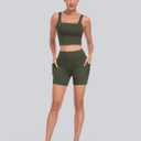 CHRLEISURE 6 Packs Womens Biker Shorts with Pocket, 5 Inch High Waisted Tummy Control Spandex Yoga Workout Shorts (L)