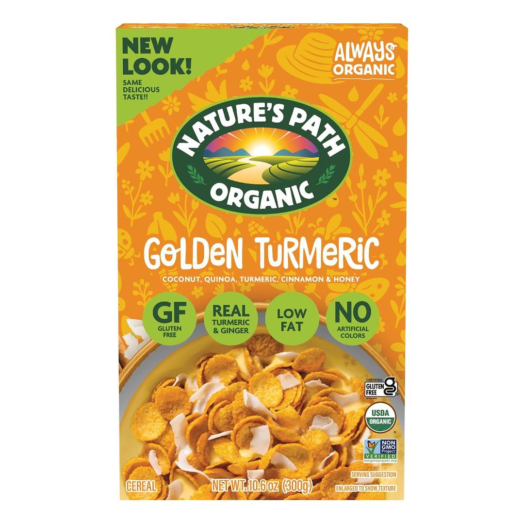 Nature's Path Organic Golden Turmeric Cereal, 10.6 oz (Pack of 6), with Cinnamon, Ginger, and Cardamom, Gluten Free, Non-GMO (EXP 07/10/26)