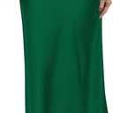 Women's Satin Maxi Skirt High Waisted Elastic Waistband Silk A-Line Casual Party Leopard Print Long Skirts for Women Size S
