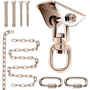 Premium Hammock Hanging Kit -1600lbs Capacity, 60" Chain & 360 Hooks, Permanent Color - Ideal for Ceilings, Chandeliers, Acrylic Bubble Chairs & Durable for Indoor/Outdoor Use (Brown)