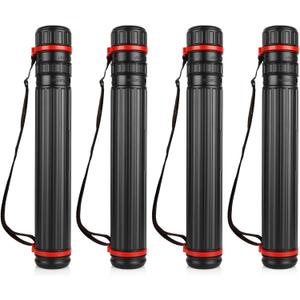 DAJAVE 4 Pack Extendable Poster Tubes, Expand from 17 to 28 Inch, Poster Tube with Strap, Black Telescoping Art Drafting Tube, Round Poster Holder Tube for Carrying Artworks Scrolls Blueprint