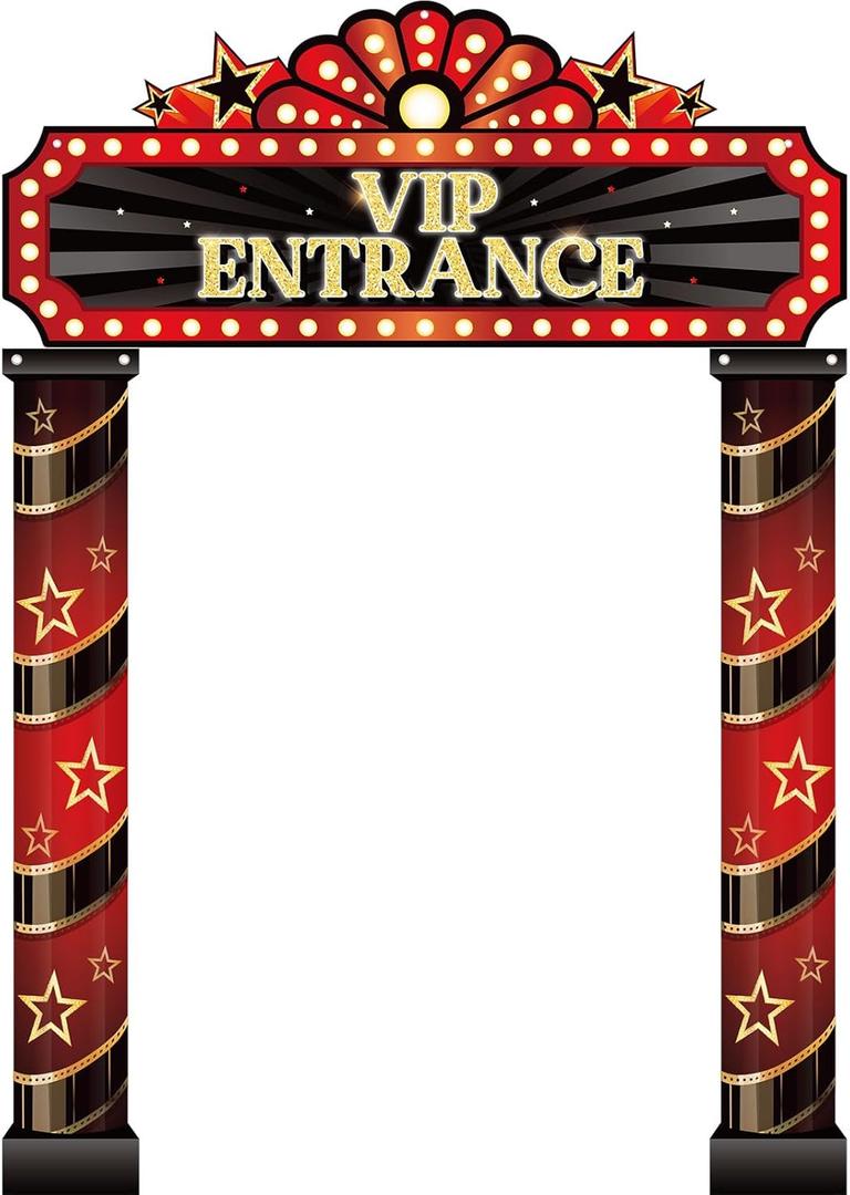Peryiter 3 Pcs Movie Night Porch Sign Banner Movie Theme Party Decorations VIP Door Entrance Banner Theater Welcome Now Showing Lights Hanging Porch Sign Film Backdrop Red Carpet Party Decoration