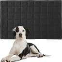 HOMBYS Chew Proof Dog Crate Bed Mat, 22"x35" Indestructible Kennel Pad for Aggressive Chewers, Plaid Durable Puppy Crate Mats for Medium Dogs Cages (Medium(35" L x 22" W), Black)