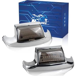 NTHREEAUTO 2PCS Front Rear Smoked Fender Light LED Fender Tip Tail Lights Compatible with Harley Road King Electra Glide Ultra Classic Heritage Softail Touring FLHR FLSTC FLHTC FLHTCU (Smoke Lens)