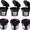Reusable K Cups, Universal Fit Reusable Coffee Filters with Food Grade Stainless Steel Mesh Eco-Friendly Coffee Pods, for 1.0 and 2.0 Brewers (6)