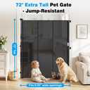 Reinforced 72" Extra Tall Cat Gate for Doorway, Jump-Resistant & Prevent Crawling Underneath Safety Retractable Baby Gates, Fits 0-55" Width Indoor Retractable Dog Gate, Barrier, Screen & Fence