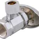 Eastman 3/8 Inch OD Compression x 3/8 Inch FIP Compression Multi-Turn Angle Stop Valve, Brass Plumbing Fitting, Chrome, 04319LF