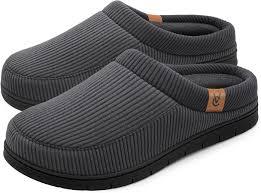 VeraCosy Men's Two-Tone Memory Foam House Slippers Indoor Outdoor Durable Rubber Sole 10