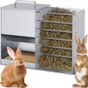 Automatic Rabbit Feeders for Cage Hay Feeder 4.5L Bunny Feeder Stainless Steel Rabbit Food Dispenser for Guinea Pig Squirrel Small Animals Trough