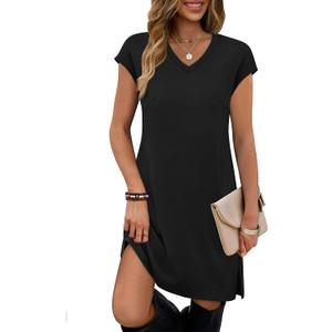 Dresses for Women 2026 Sundresses Fashion Clothing Summer Casual Business Elegant Classy Work Clothes Vacation Dress (Small, Black)