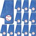 12 Pcs Baseball Towel Gift Sweat Towel Hand Towel Microfiber Workout Towel Embroidered Sports Team Gifts Bath Face Towels for Bathroom Kitchen Gift Gym Favor, 11.81 x 27.56 Inch (Blue) (White)