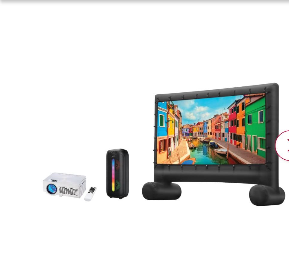 iLive Pop-Up Home Movie Theater Kit with Inflatable Screen, Projector and Party Speaker