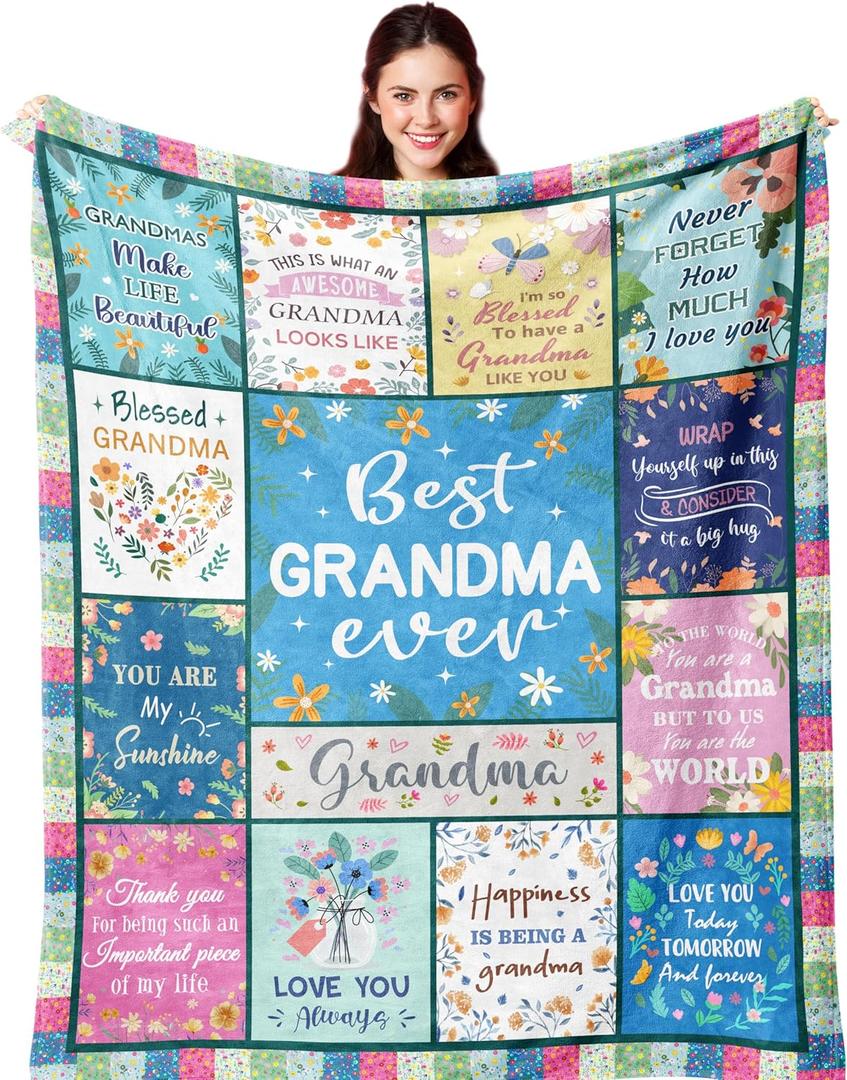 Nicetous Gifts for Grandma, Birthday Gifts for Grandma, Grandmother Presents for Christmas/Birthday, Grandmother Blankets from Grandchildren/Granddaughter/Grandson Soft Throw Blanket