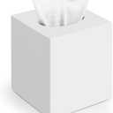 Tissue Box Cover, Square Modern Facial Acrylic Tissue Holder Napkin Dispenser Accessories for Bathroom Vanity Countertop,Bedroom Dresser,Night Stand,Desk,Office (White)