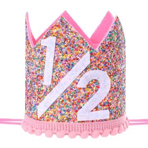 Half Birthday Crown Rainbow Crown for Half Birthday Party Props Soft Felt Party Decoration Hair Accessory Joyful