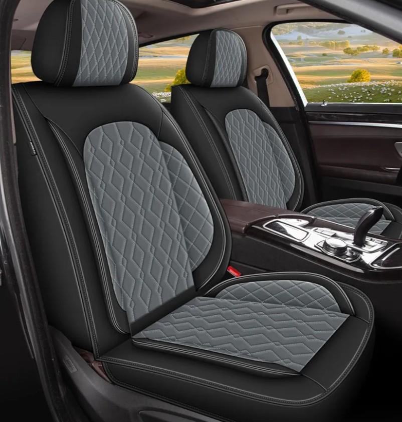 DISUTOGO Seat Covers for Jeep Cherokee 2014-2024 2025: Full Set Waterproof Faux Leather Car Seat Covers (5 Seats, Black&Grey)