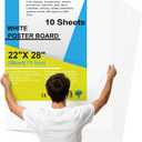 10 Pcs 22" x 28" Poster Board White Poster Paper Bulk, ROOKEA 250 GSM Thickness Vision Boards Smart Poster Board for School Arts Craft Projects Presentations Drawing Scrapbooking Blank Graphic Display