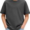 Oakgarden Boys School Basic Shirts 5-16 Years | Short Sleeve Loose Fit Tops, Crew Neck Casual T-shirts for Kids, Soft Layer Breathable Tees, Sports Uniform Daily Wear (Gray)