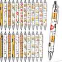 School Bus Ballpoint Pens - 24 Pcs Driver Appreciation Retractable Black Gel Ink Ball Point Pen Sets Students Thanks Motivational Gifts Bulk Supplies Fancy Office Writing Essentials Favors