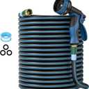 Heavy Duty Non-Expanding Garden Hose 100ft - Durable Reinforced Water Hose with Leak-Proof Construction Kink-Resistant, TPV material, 10-Function Spray Nozzle, 3/4" Connector & Portable Strap100FT)