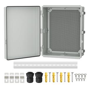 Joinfworld Weatherproof Electrical Box Outdoor Cable Box Enclosure 19.7x15.7x7.9 IP65 PVC Grey Cover Outside Waterproof Enclosure for Electrical Connection