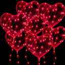 20 Pieces Valentines LED Light up Balloons Clear 18Inch Red Heart Shaped Bobo with 10ft LED Lights Reusable Fillable Glow Balloons for Wedding Engagement Party Valentines Day Decoration