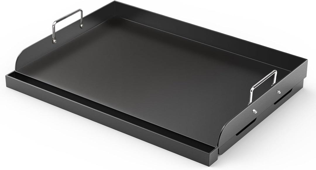 Griddle for Gas Grill, 17" x13 Universal Griddle Flat Top Plate with Removable Handles for Charcoal/Gas Stove, Nonstick Coating Cooking Griddle Plate Insert for Camping, Tailgating, Parties