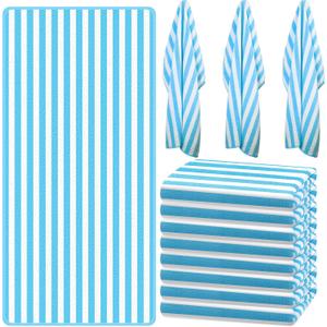 Preboun 24 Pcs Striped Beach Towels Bulk Oversized Pool Quick to Dry Bath Striped Towel for Hotel, Spa Hot Tub, Bath and Swim Summer, 28 x 60 Inches (Blue)